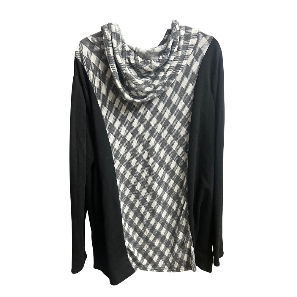 Sew In Love‎ Women's Black White Gingham Cowl Neck Hoodie Plus Size 3X - Picture 3 of 6